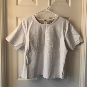 WTO2 White Shirt Sleeve Top.  Leather like. Polyurethane material. Size XL